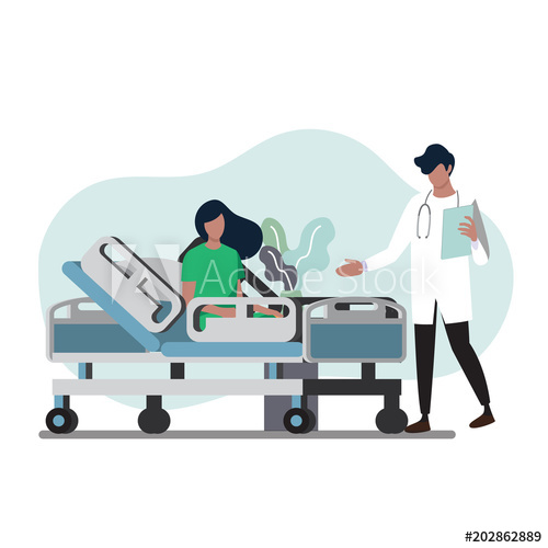 500x500 Medical And Patient In The Hospital Room Vector Illustration