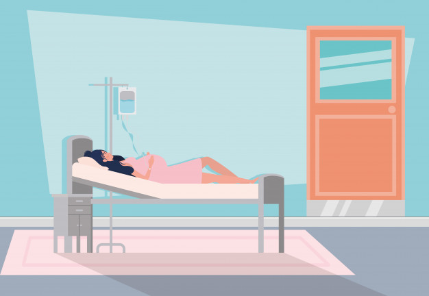 626x432 Pregnancy Woman In Hospital Room Vector Free Download