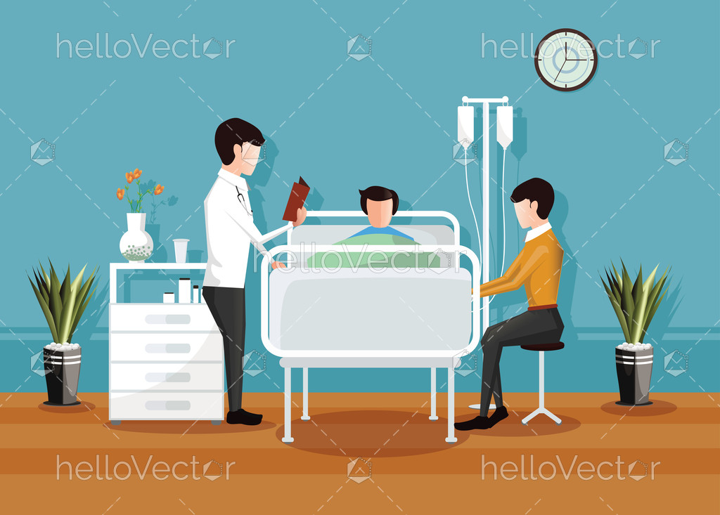 1024x733 Doctor Checking A Patient In The Hospital, Hospital Room Interior