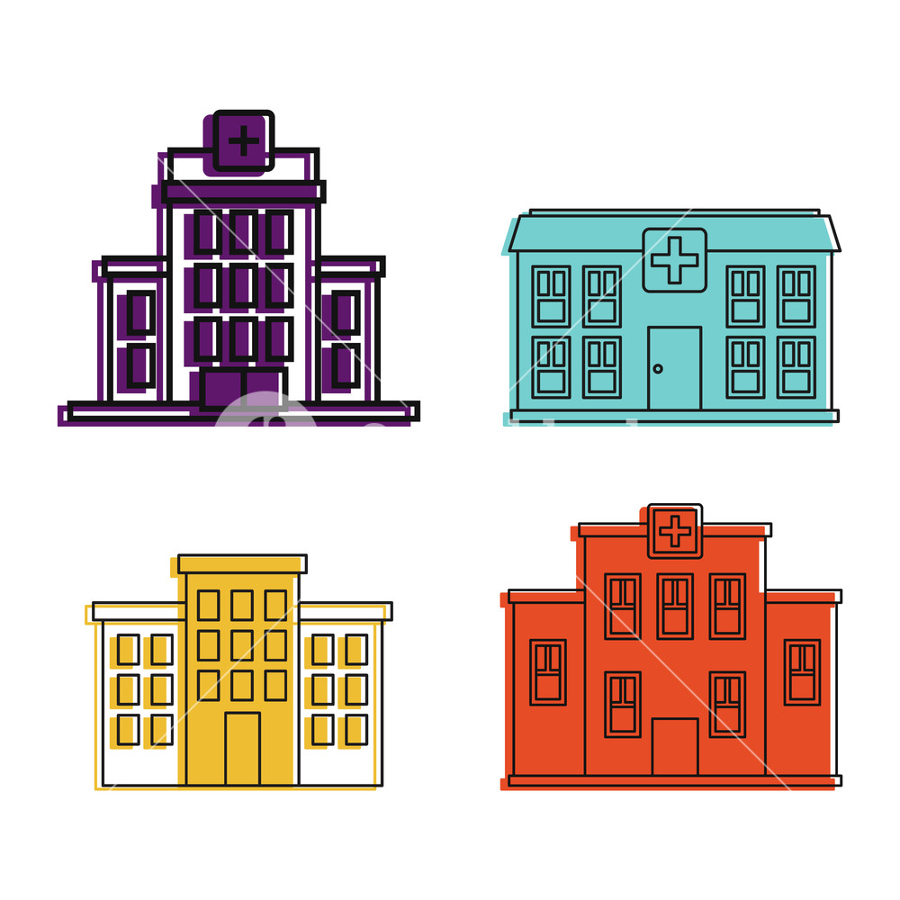 1000x1000 Hospital Icon Set Color Outline Set Of Hospital Vector Icons