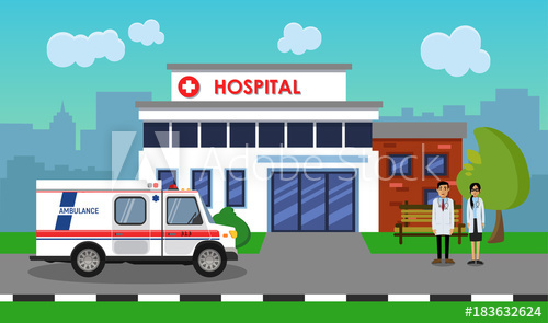 500x295 The Ambulance Opposite The Of The Hospital Vector Illustration