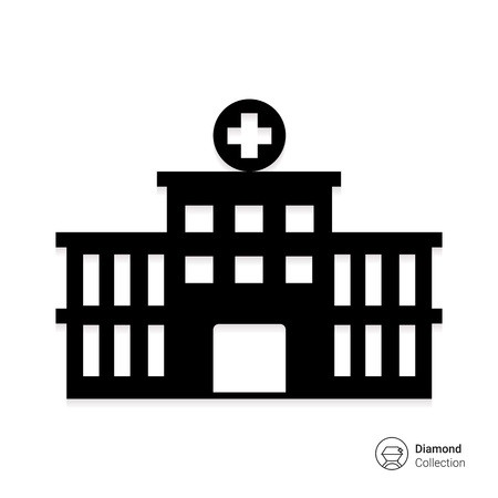 450x450 Vector Icon Of Hospital Building Front Silhouette Royalty Free