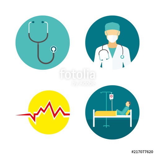 500x500 Hospital Vector Icons Set Stethoscope, Patient, Surgeon