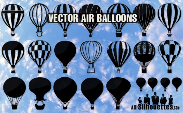 626x387 Air Balloons Silhouettes Vector Free Download