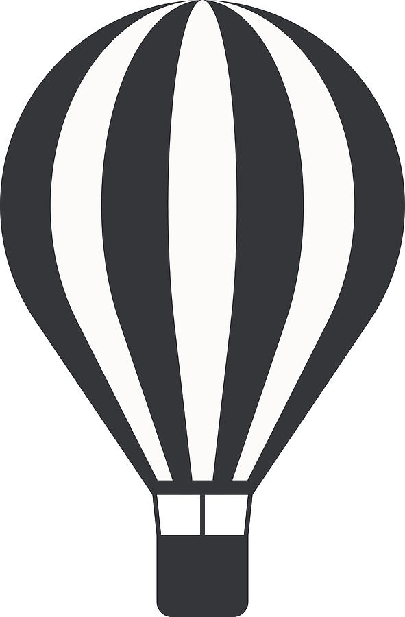 591x900 Hot Air Balloon Vector Icon, Modern Minimal Flat Design Style