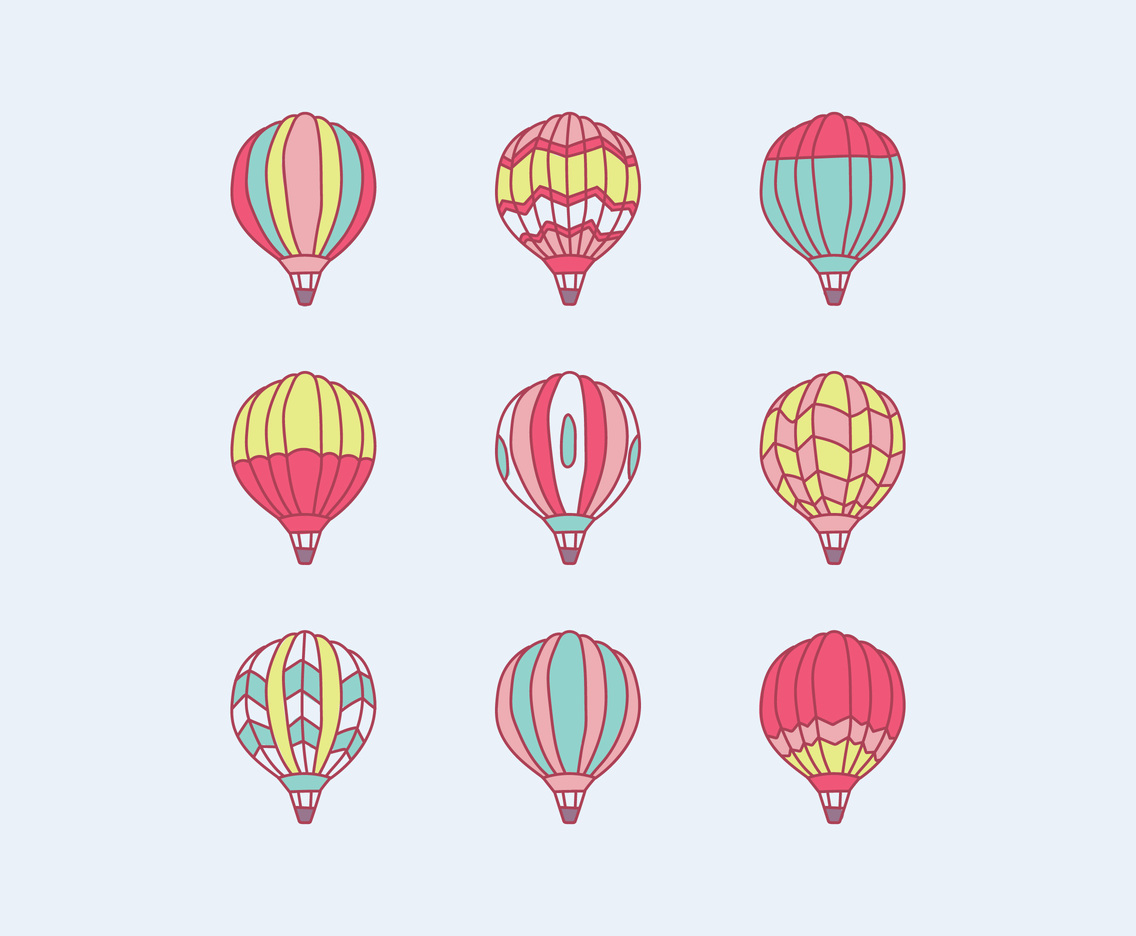 1136x936 Doodled Colorful Hot Air Balloons Vector Art Graphics