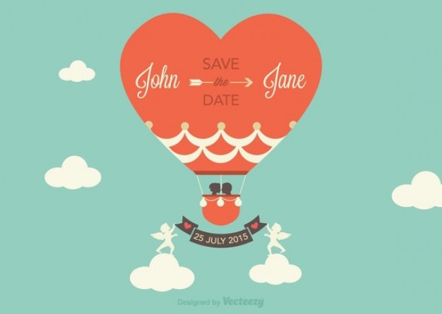 Wedding Card With Hot Air Balloon Vector Free Download 626x445 Wedding Card With Hot Air Balloon Vector Free Download