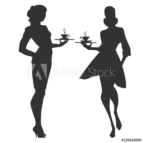 500x500 Silhouette Of The Girl Of The Waitress With Coffee Hot Coffee