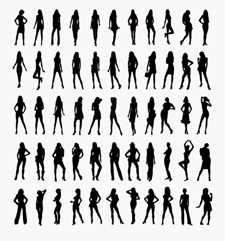 718x768 Vector Set Of Woman Silhouettes Free Vector Graphics All Free