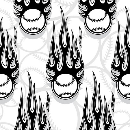 450x450 Seamless Printable Pattern With Baseball Softball Balls And Hot