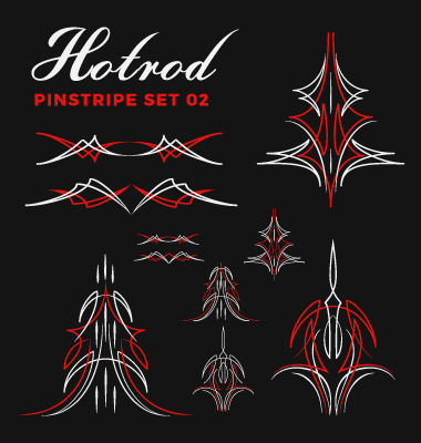 380x400 Hotrod Pinstripe Vector Illustration Set Free Download