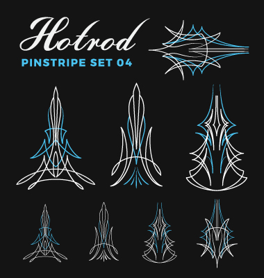 380x400 Hotrod Pinstripe Vector Illustration Set Free Download
