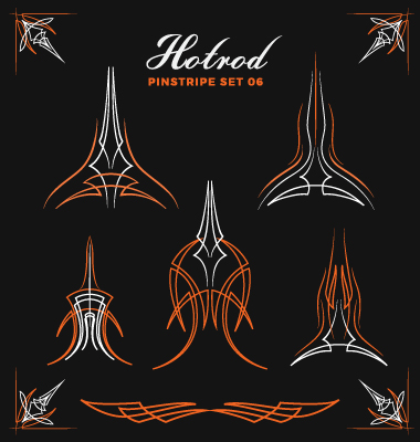 380x400 Hotrod Pinstripe Vector Illustration Set Free Download