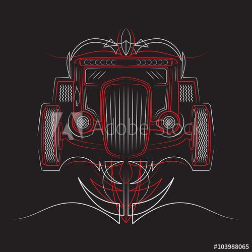 500x500 Hot Rod Retro Car Pinstripes Beautiful Pinstripe Vector