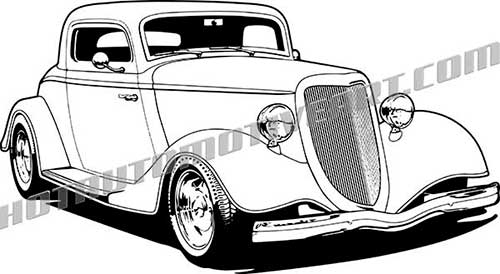 500x274 Ford Hot Rod Vector Clipart, High Quality Vector Black Line