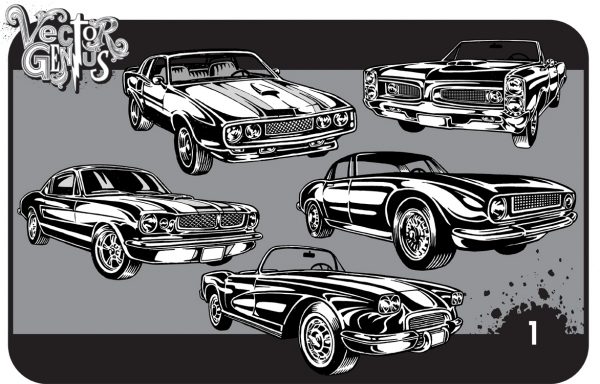600x384 Classic Hot Rod Clip Art Hand Drawn Vector Pack