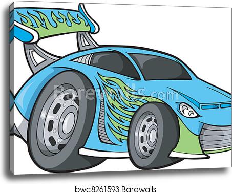453x379 Hot Rod Race Car Vector Art, Canvas Print Barewalls Posters
