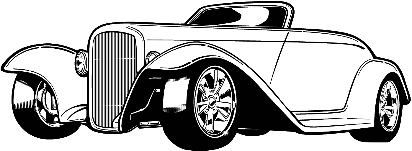 1396x512 Hot Rod Vector Clipart