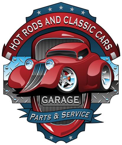 414x490 Hot Rods And Classic Cars Garage Vintage Sign Vector Illustration