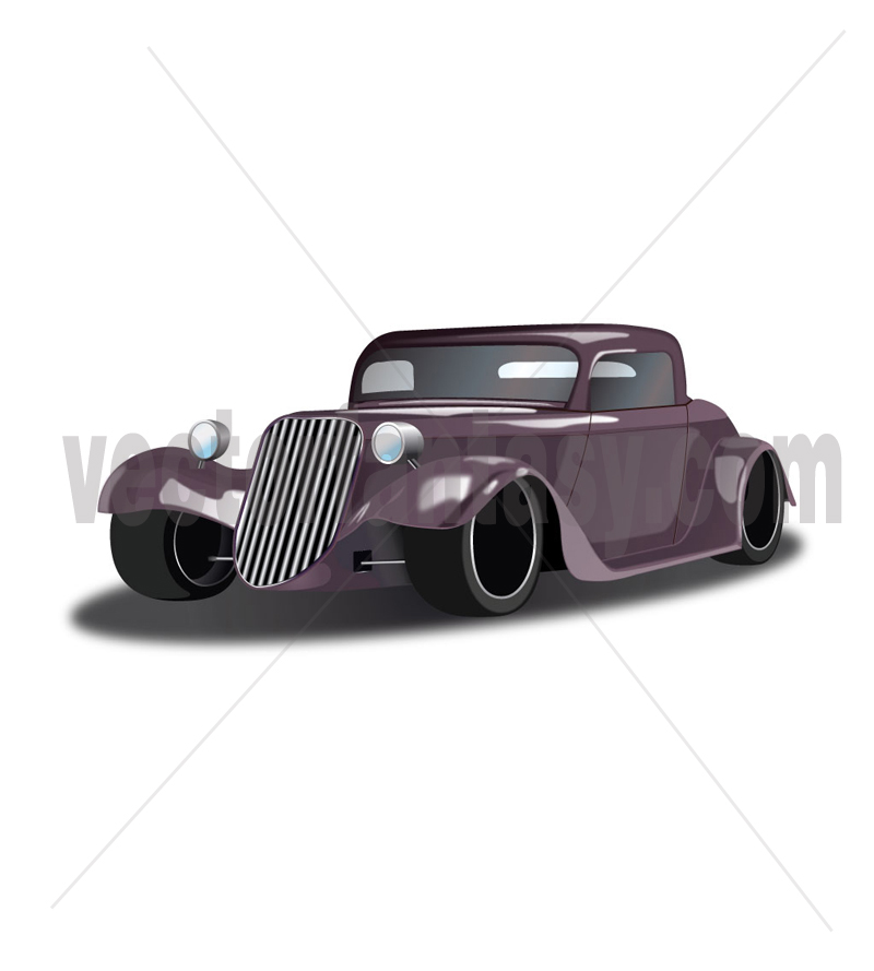 800x889 Retro Purple Hot Rod Car Vector
