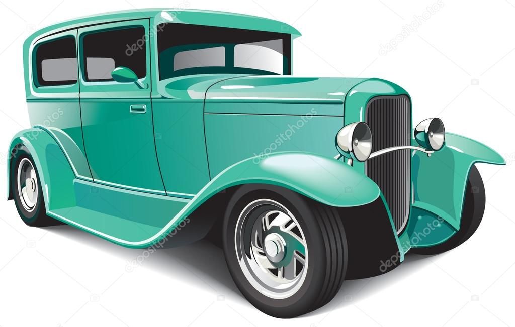 1024x651 Vectorial Image Of Green Classical Hot Rod, Isolated On White