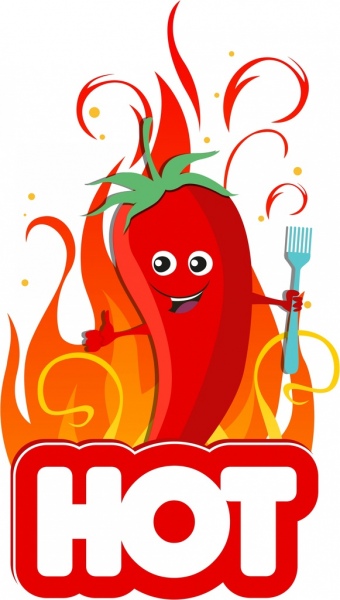 340x600 Hot Food Advertising Stylized Red Chilli Flame Icons Free Vector