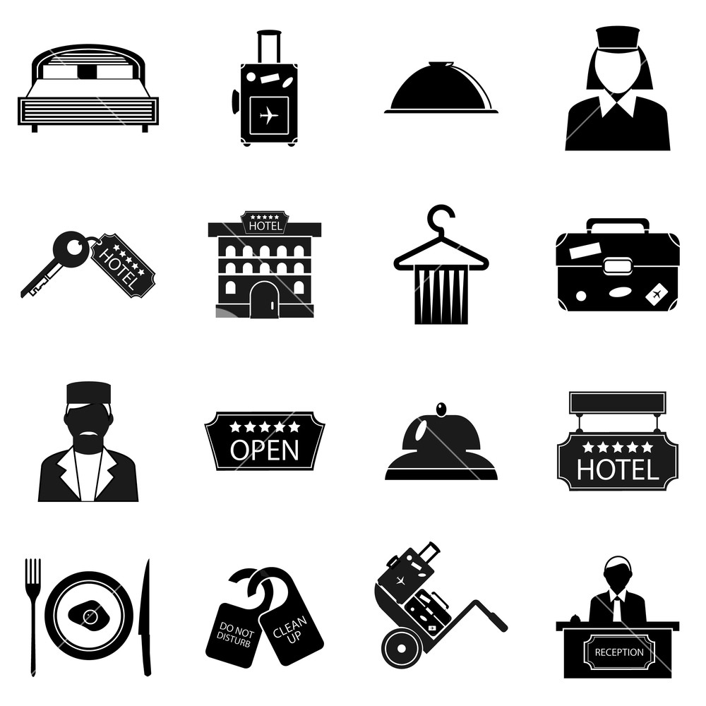 1000x1000 Hotel Icons Set In Simple Style Hotel Accommodation Services Set