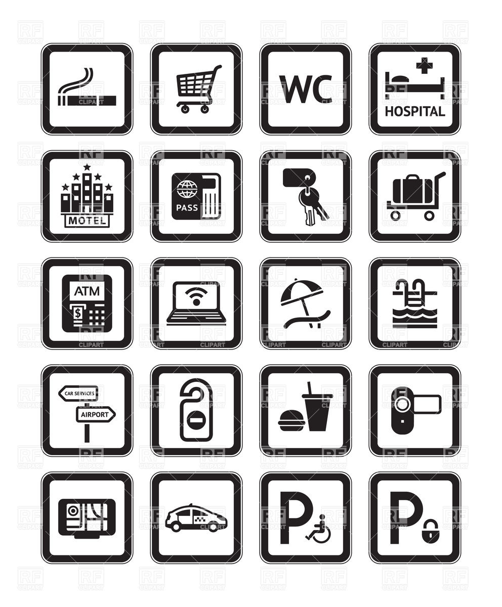 992x1200 Hotel Service Icons Vector Image Of Signs, Symbols, Maps