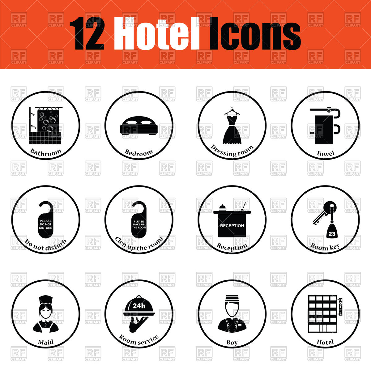 1200x1200 Set Of Hotel Icons Vector Image Of Signs, Symbols, Maps Angelp
