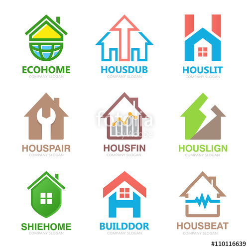 500x500 Set Of House Logo Design Template House Logo Home Logo Real