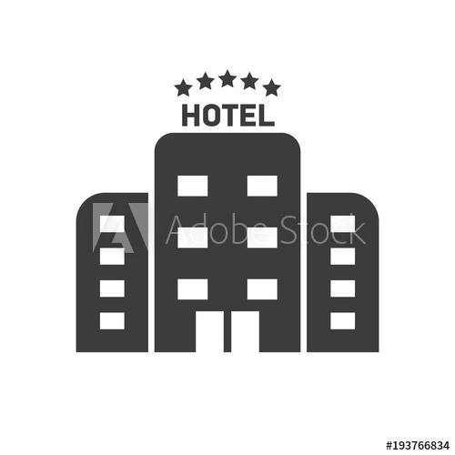500x500 Hotel Vector Icons Flat Black Vector Illustration On White