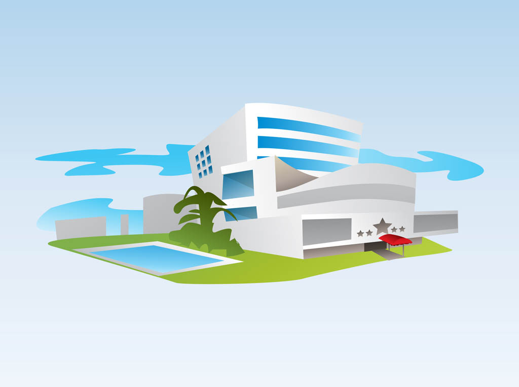 1024x765 Seaside Hotel Vector Vector Art Graphics