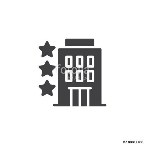 500x500 Three Star Hotel Vector Icon Filled Flat Sign For Mobile Concept