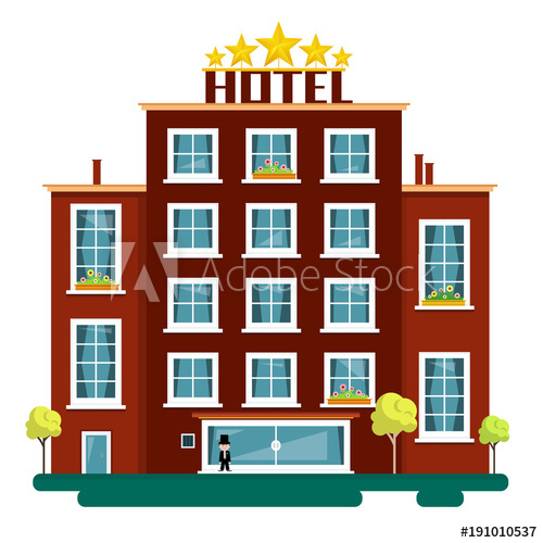 500x500 Vector Flat Design Hotel Illustration Isolated On White Background