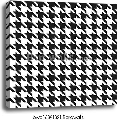 382x390 Seamless Black And White Houndstooth Vector Pattern, Canvas Print