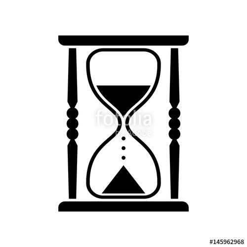 500x500 Black Hourglass Vector Icon, Isolated Object On White Background