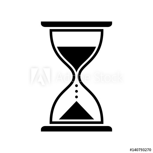 500x500 Black Hourglass Vector Icon, Isolated Object On White Background