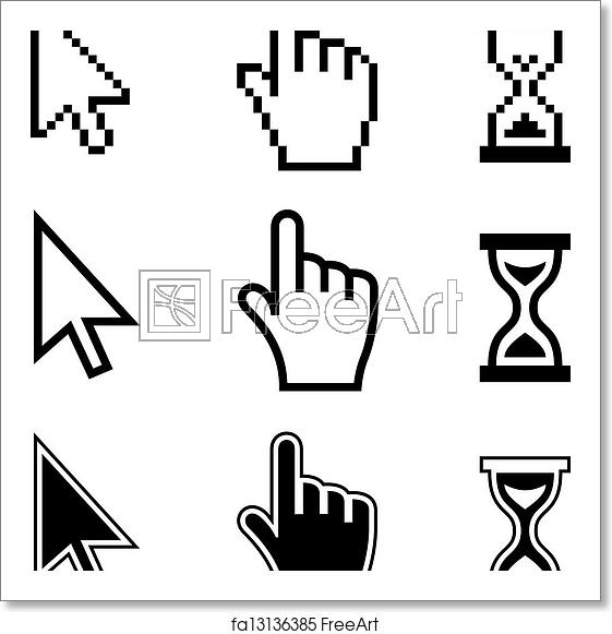 561x581 Free Art Print Of Pixel Cursors Icons Hand Arrow Hourglass Pixel