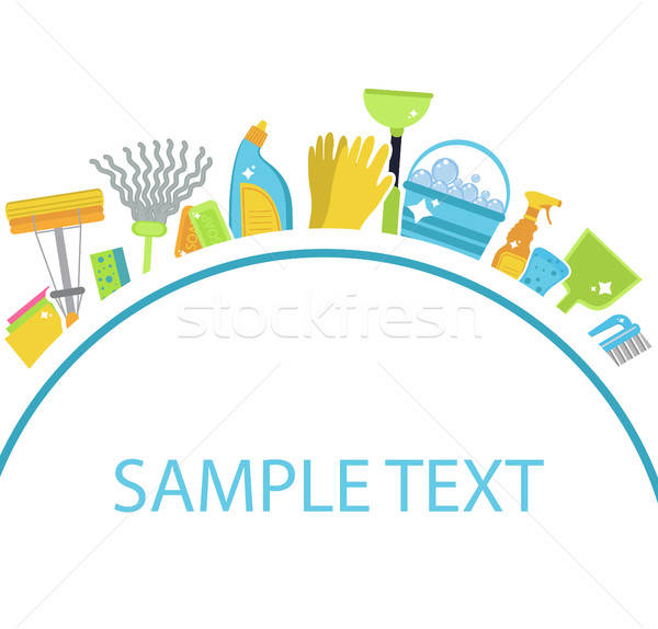 600x574 Set Of Icons For Cleaning Tools Template For Text House Cleaning