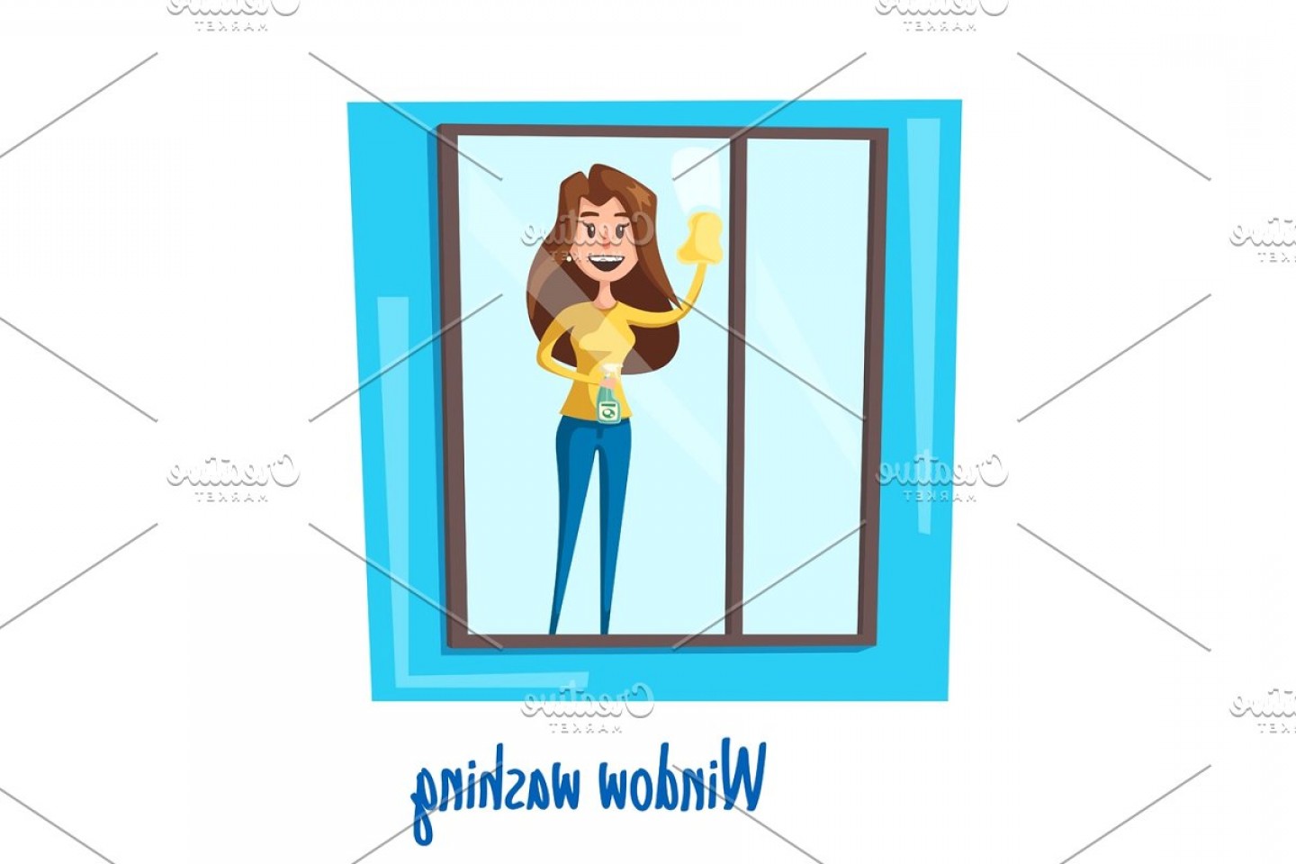1440x960 Window Washing Woman House Cleaning Vector Concept Hoodamathrun