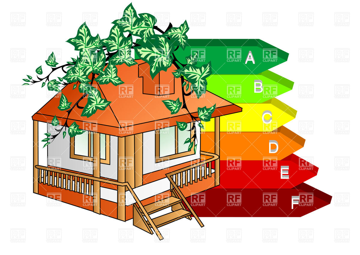 1200x849 Energy Efficient House With Green Branches And Arrows Of Indices