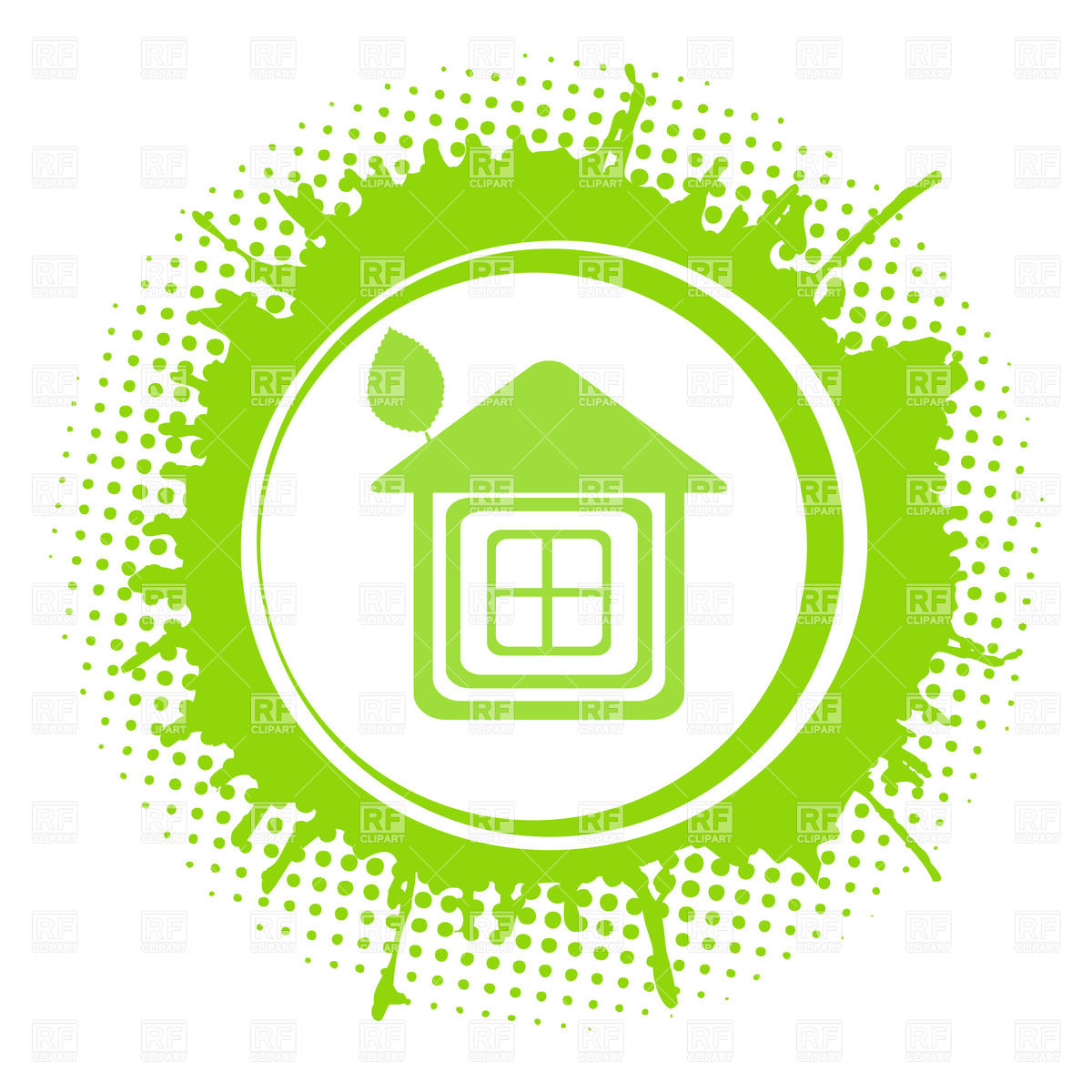 1200x1200 Eco Home Symbol In Round Frame Vector Image Of Architecture