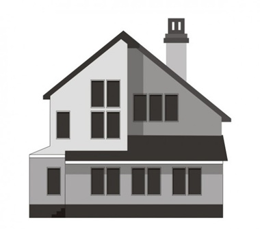380x335 Modern Two Story House Vector Illustration
