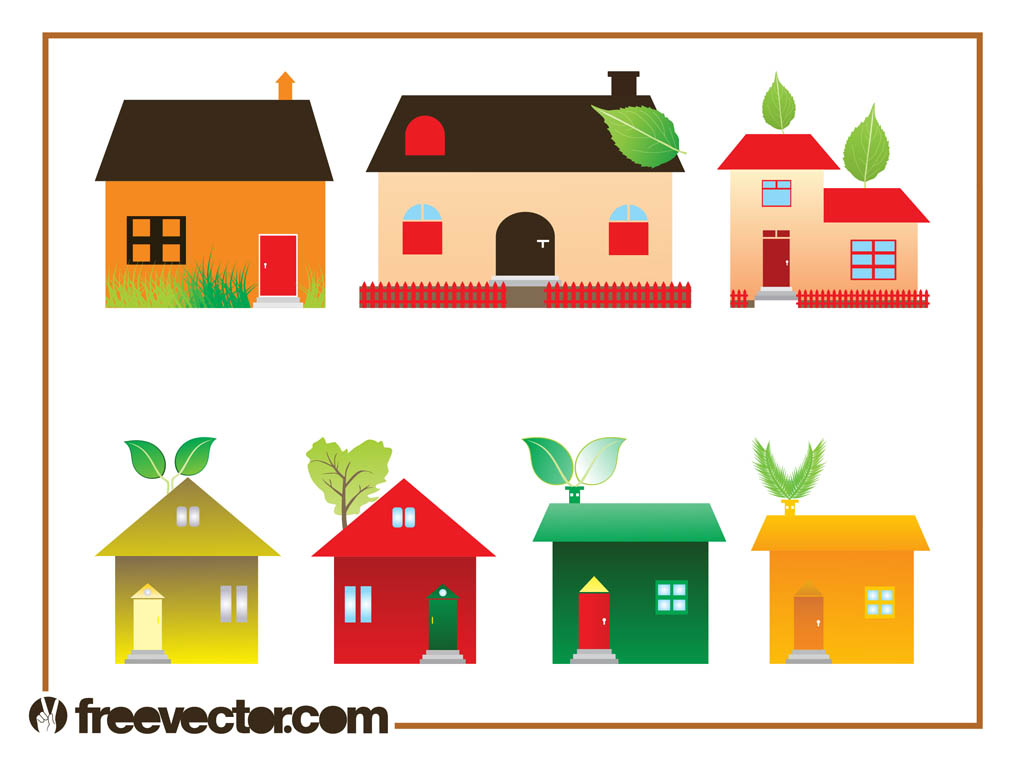 1024x765 Eco House Graphics Set Vector Art Graphics