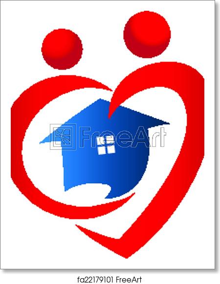 450x580 Free Art Print Of Heart Figures With House Icon Vector Design Logo