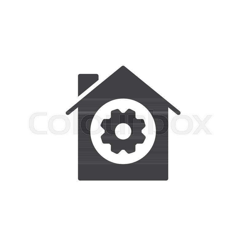 800x800 Gear Wheel In House Icon Vector, Stock Vector Colourbox