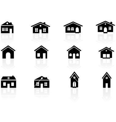 380x400 House And Buildings Icons Vector Branding Packaging Building