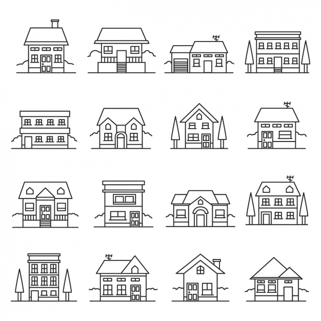626x626 Outlined House Icons Vector Free Download