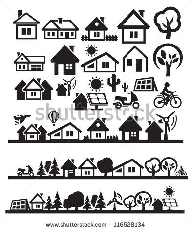 391x470 Vector Black Houses Icons Set On Gray In Home Icon
