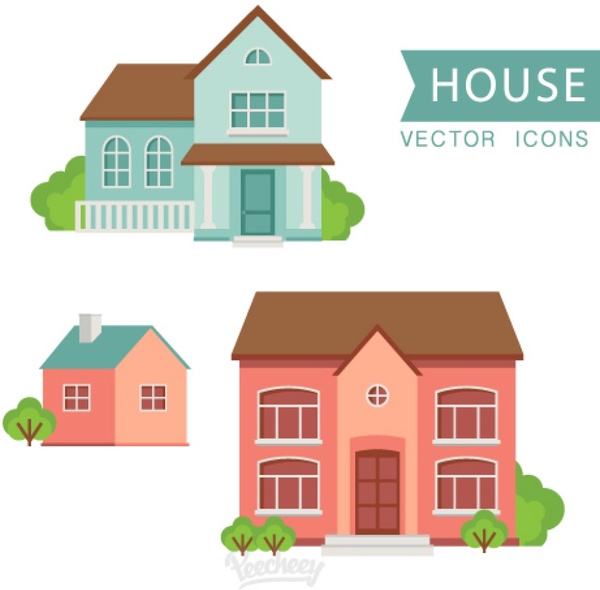 600x590 Houses Flat Design Free Vector In Adobe Illustrator